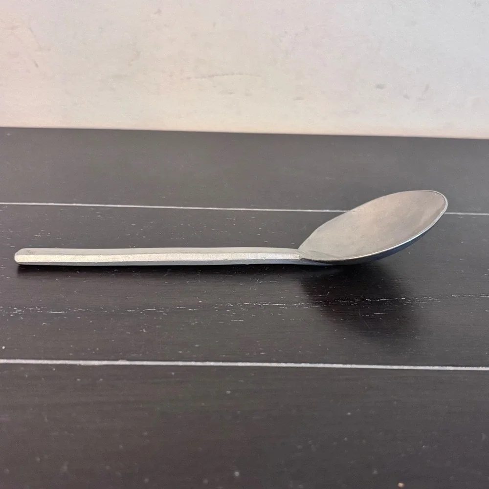 HL Crown‎ Hallmark Pewter Spoon | Vintage 20th Century Hand Forged Square Handle